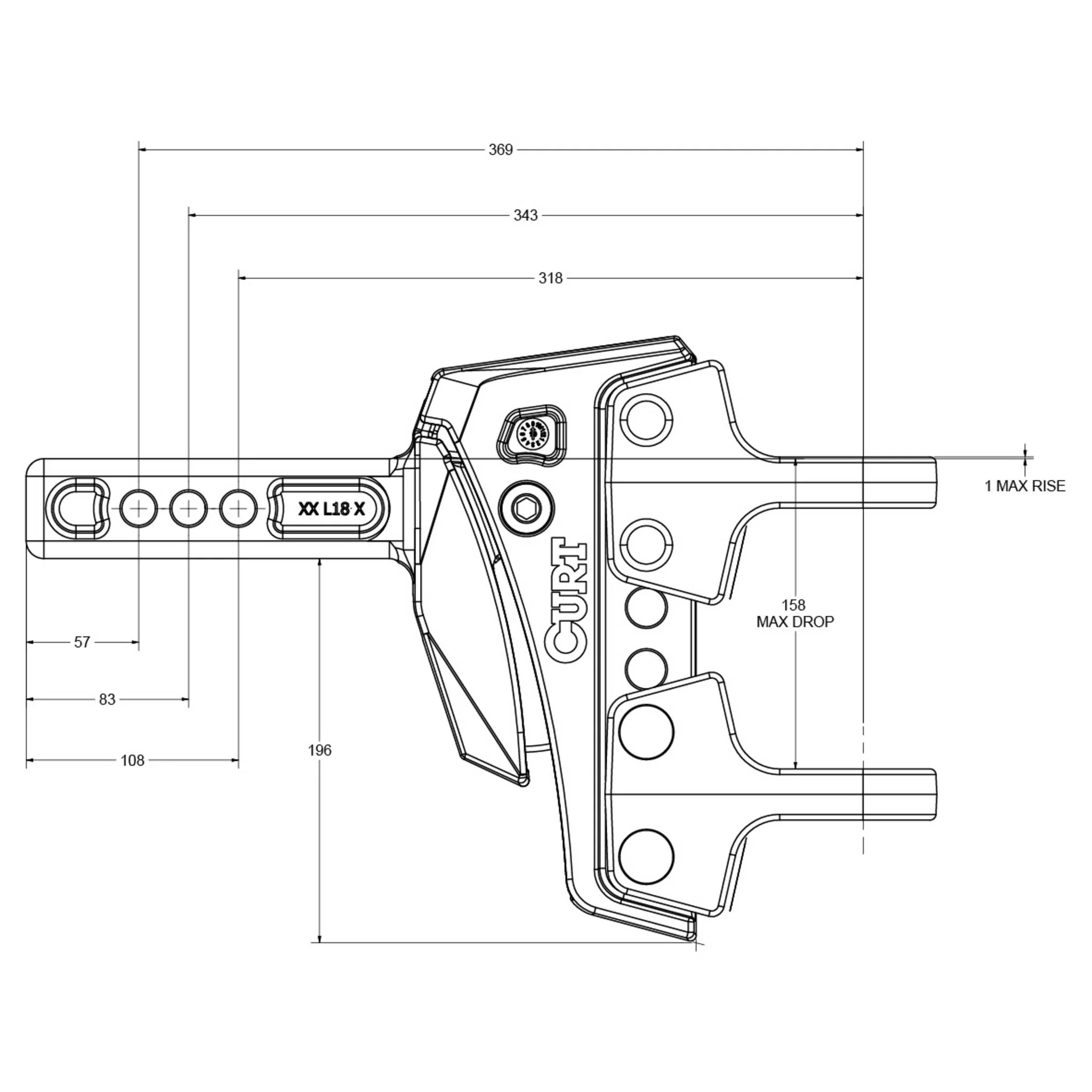 CURT Rebellion XD ShockDrop Ball Mount (Base Only) - Image 3